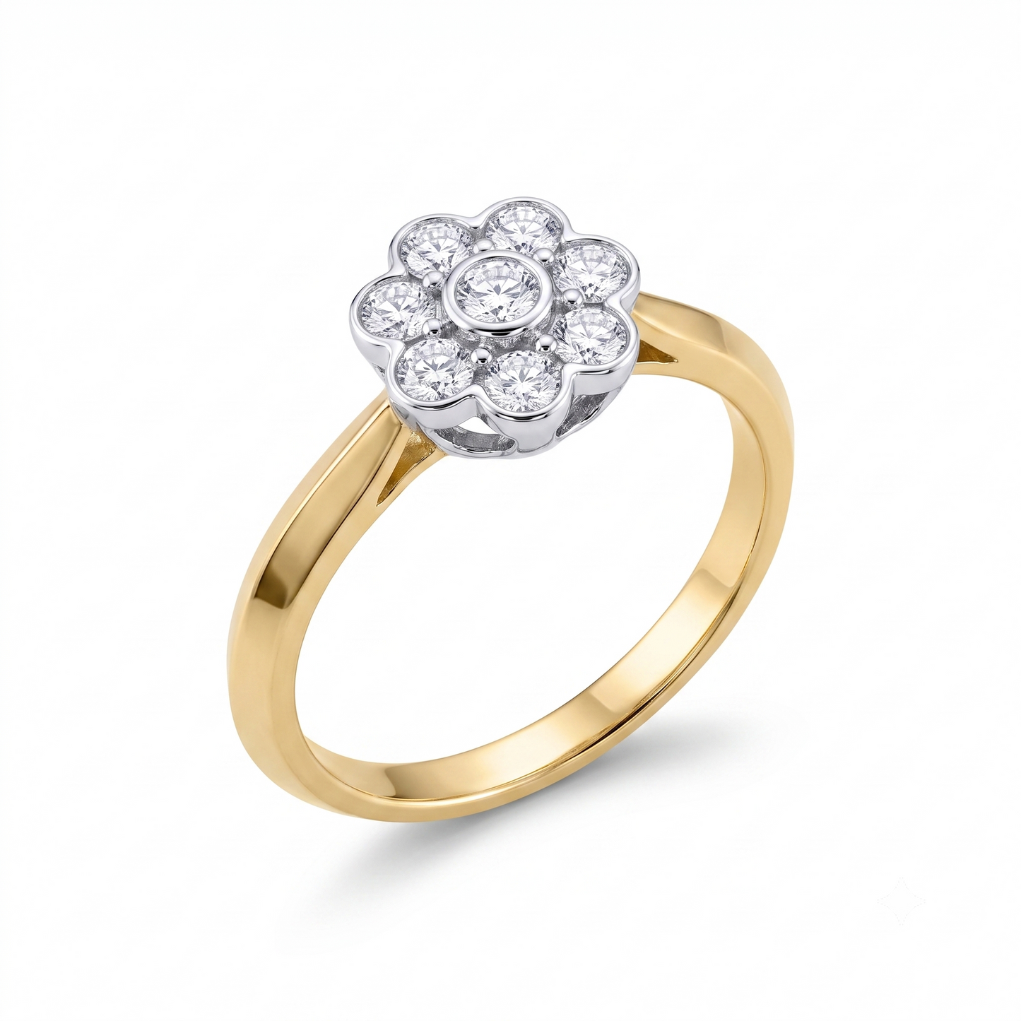 14k Yellow & White Gold Moissanite Ring 8 Stones 0.24ct Total