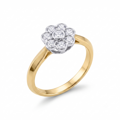14k Yellow & White Gold Moissanite Ring 8 Stones 0.24ct Total