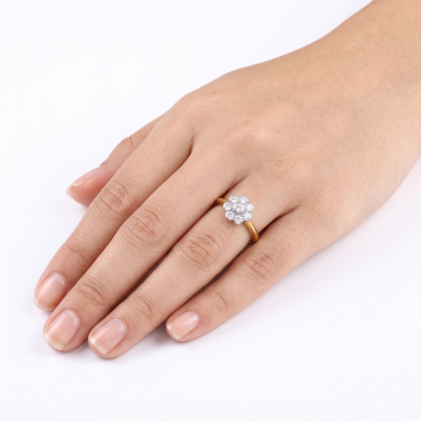 14k Yellow & White Gold Moissanite Ring 8 Stones 0.24ct Total