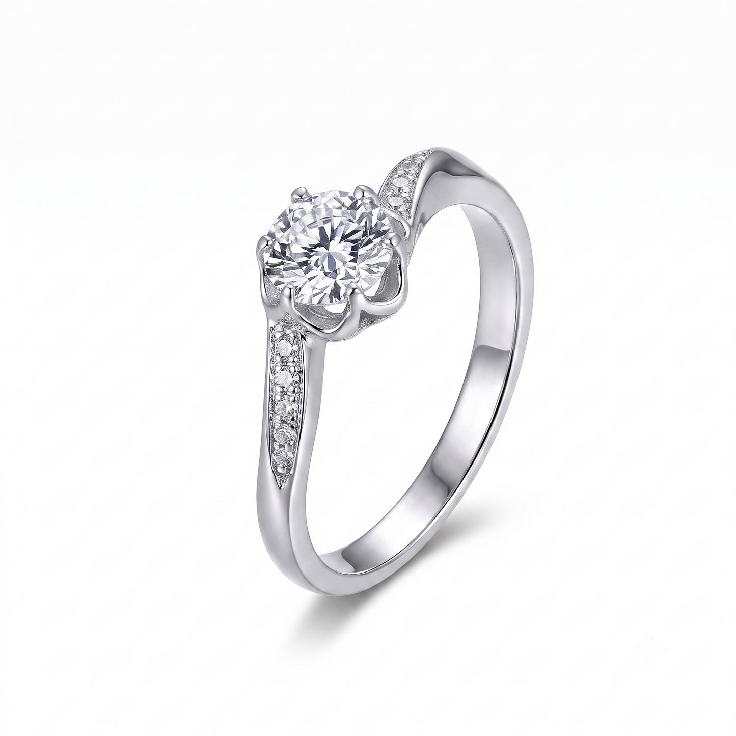 14k White Gold Moissanite Best Engagement Ring 0.5ct Center Stone