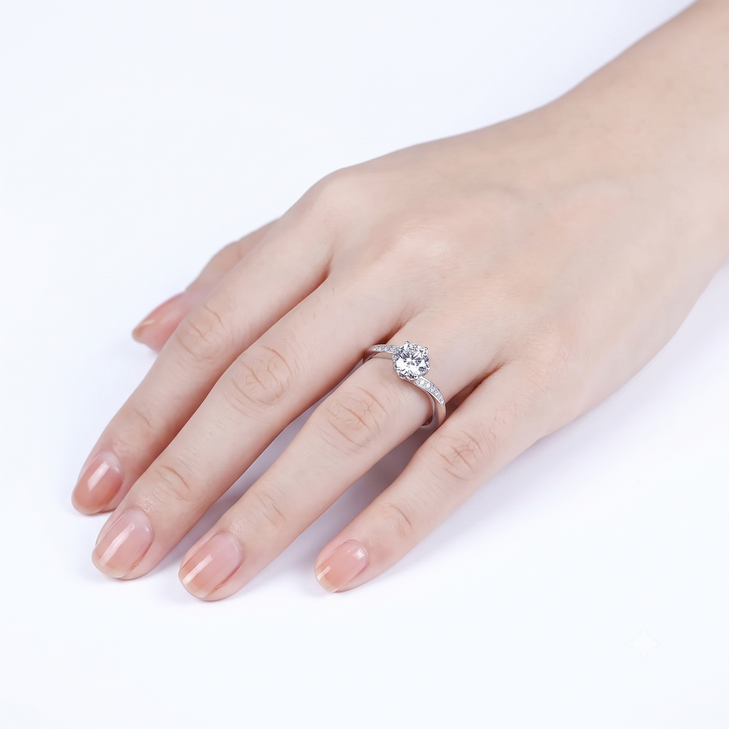 14k White Gold Moissanite Best Engagement Ring 0.5ct Center Stone
