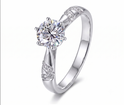 Platinum Plated Silver Moissanite 1 Carat Solitaire Ring