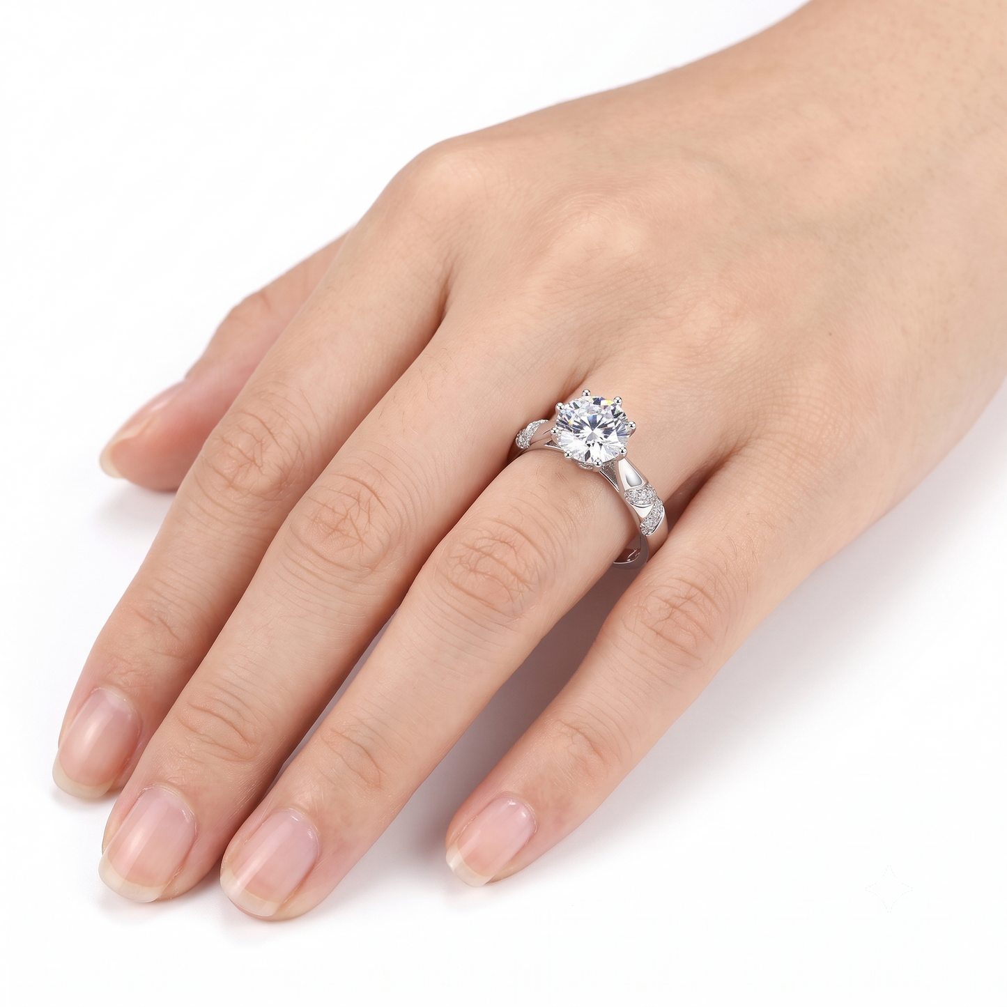 Platinum Plated Silver Moissanite 1 Carat Solitaire Ring
