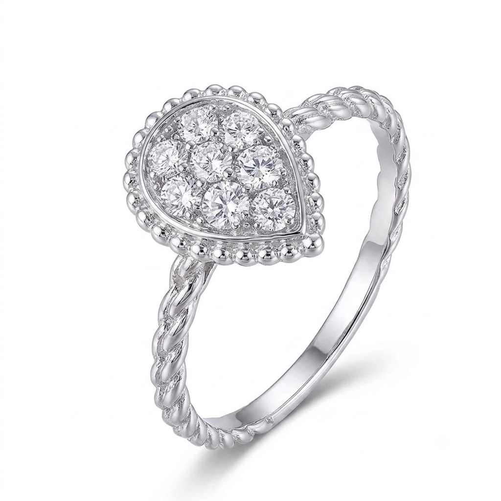 14k White Gold Unique Moissanite Ring 0.45ct Total
