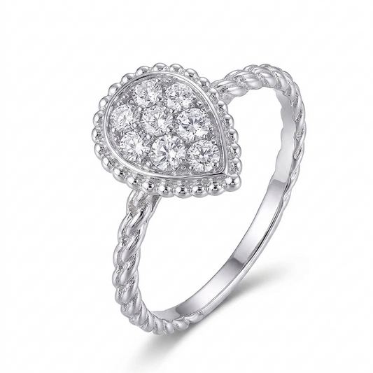 14k White Gold Unique Moissanite Ring 0.45ct Total