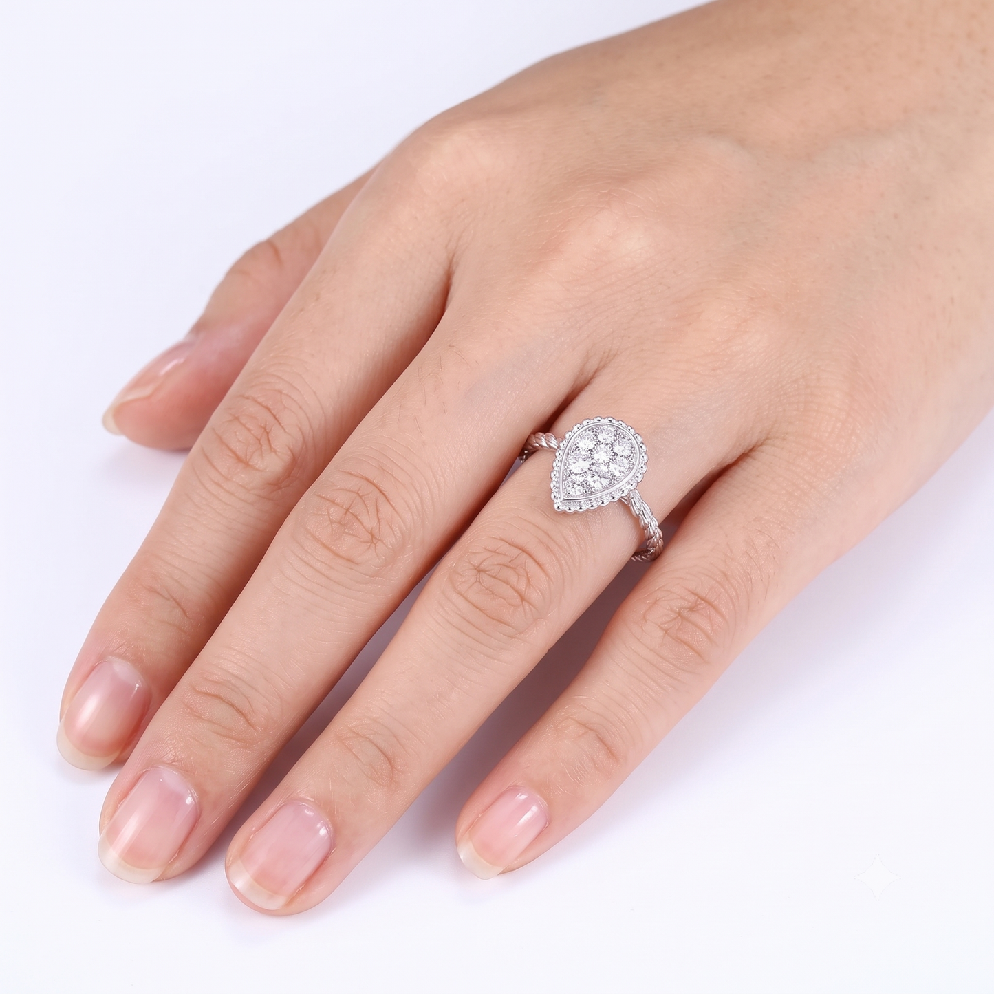 14k White Gold Unique Moissanite Ring 0.45ct Total