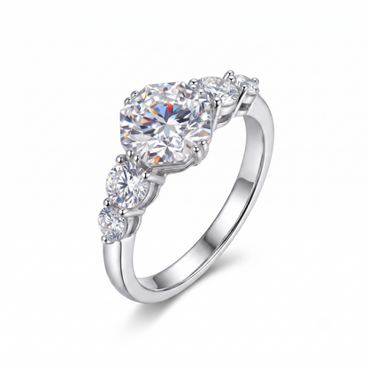 14k White Gold Octagon Cut Moissanite Ring 1.28ct Total