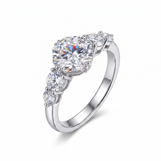 14k White Gold Octagon Cut Moissanite Ring 1.28ct Total