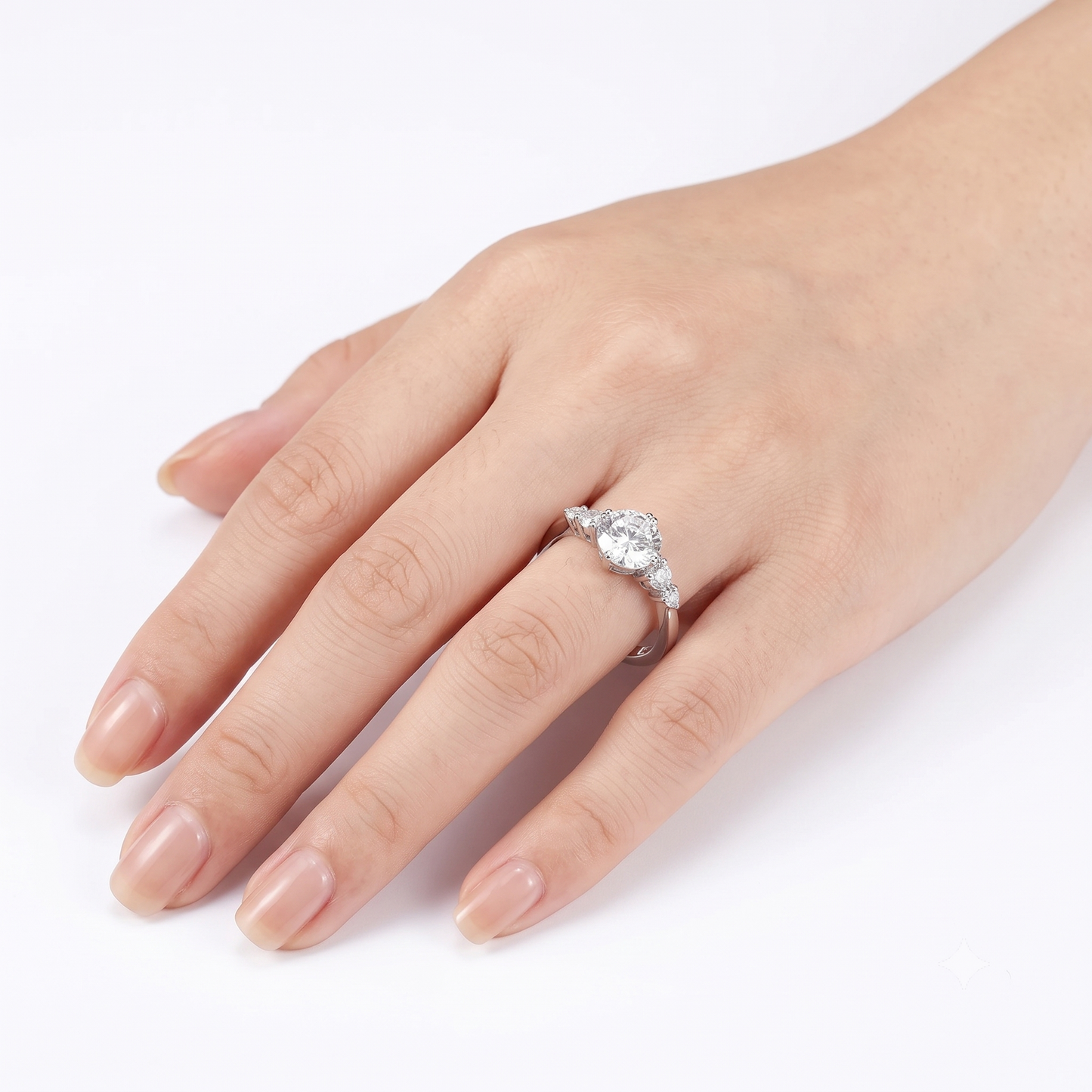 14k White Gold Octagon Cut Moissanite Ring 1.28ct Total