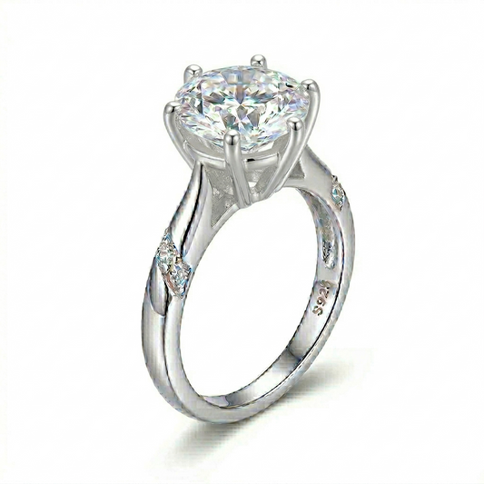 Platinum Plated Silver Moissanite Ring 1ct, 1.5ct, 2ct Options