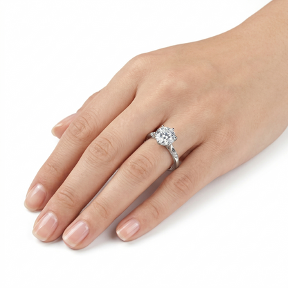 Platinum Plated Silver Moissanite Ring 1ct, 1.5ct, 2ct Options