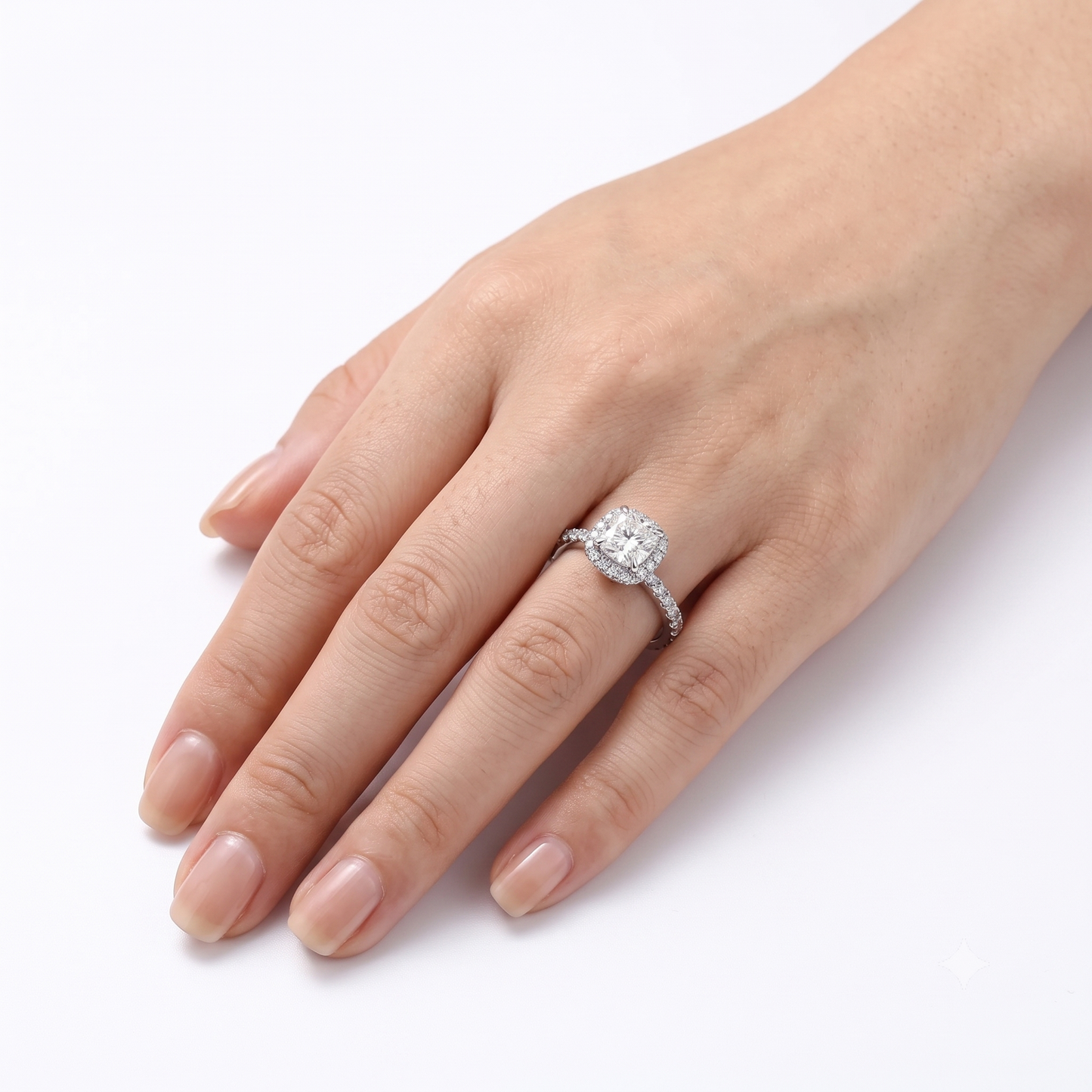 Engagement Ring 10k White Gold Halo Moissanite Ring 1ct Center Stone