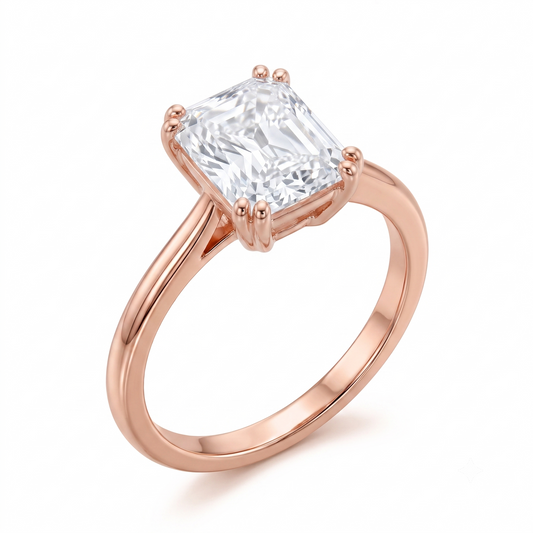 10k Rose Gold Cushion Cut Moissanite Ring 2ct