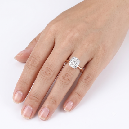 10k Rose Gold Cushion Cut Moissanite Ring 2ct