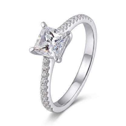 14k White Gold Princess Cut Moissanite Ring 1ct