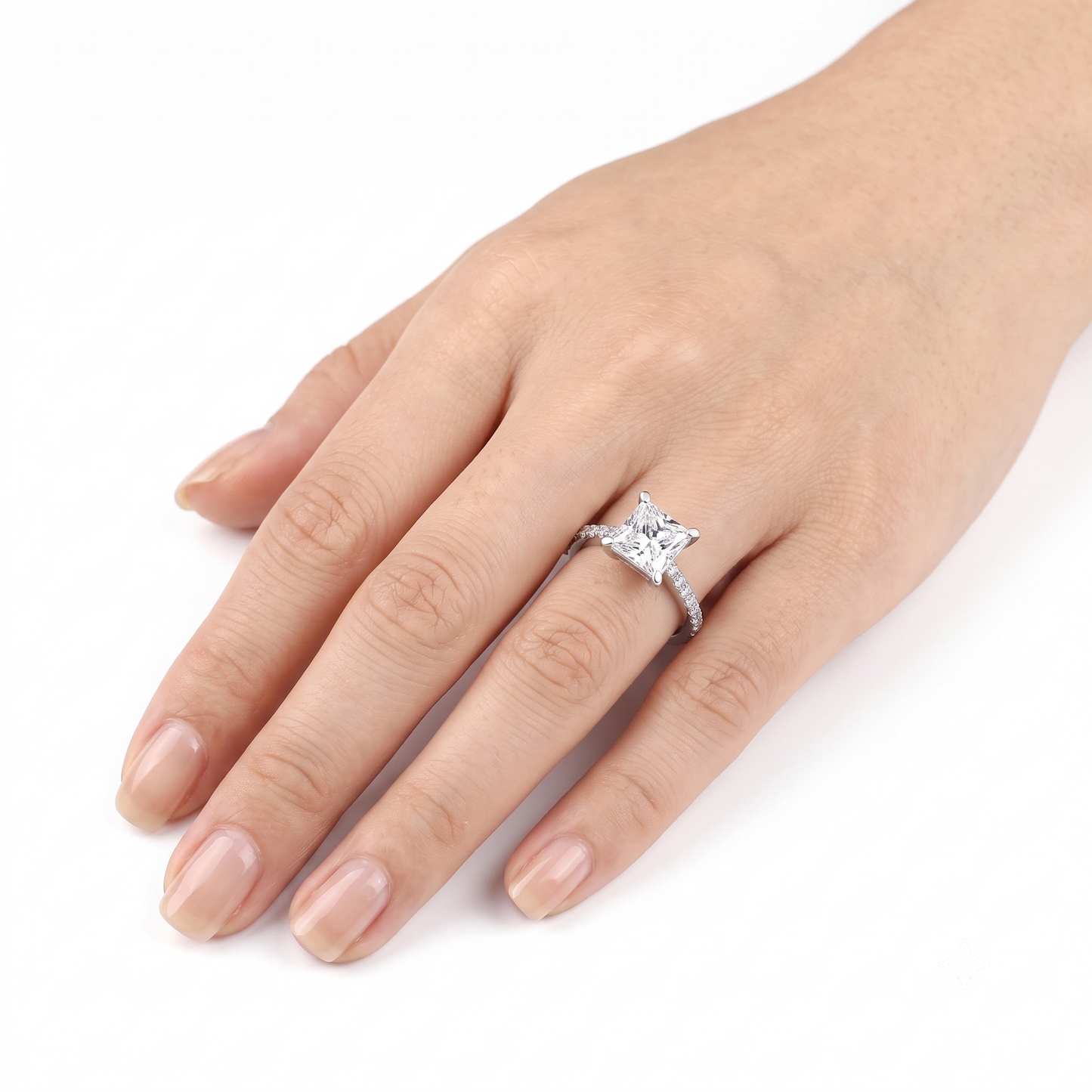 14k White Gold Princess Cut Moissanite Ring 1ct
