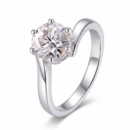 Platinum Plated Silver Solitaire Moissanite Ring 0.5ct