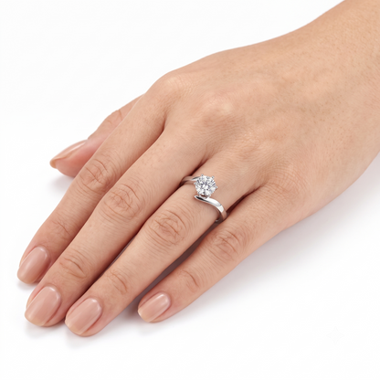 Platinum Plated Silver Solitaire Moissanite Ring 0.5ct