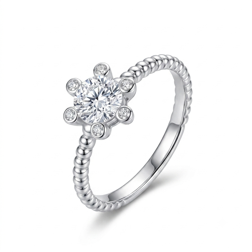Platinum Ring Women - Platinum Plated Silver Moissanite Ring 1ct