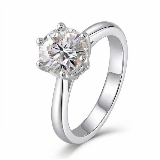 Platinum Plated Silver Hidden Halo Moissanite Ring 1ct & 2ct Options