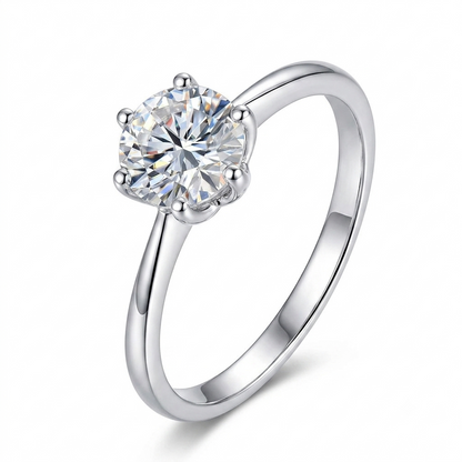 14k White Gold Solitaire Moissanite Ring 0.2ct