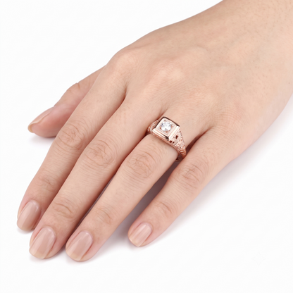 10k Rose Gold Vintage / Unique Moissanite Ring 0.1ct