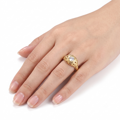 10k Yellow Gold Vintage Moissanite Ring 0.3ct