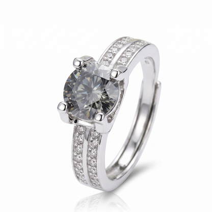Platinum Plated Silver Moissanite Engagement Ring 1ct