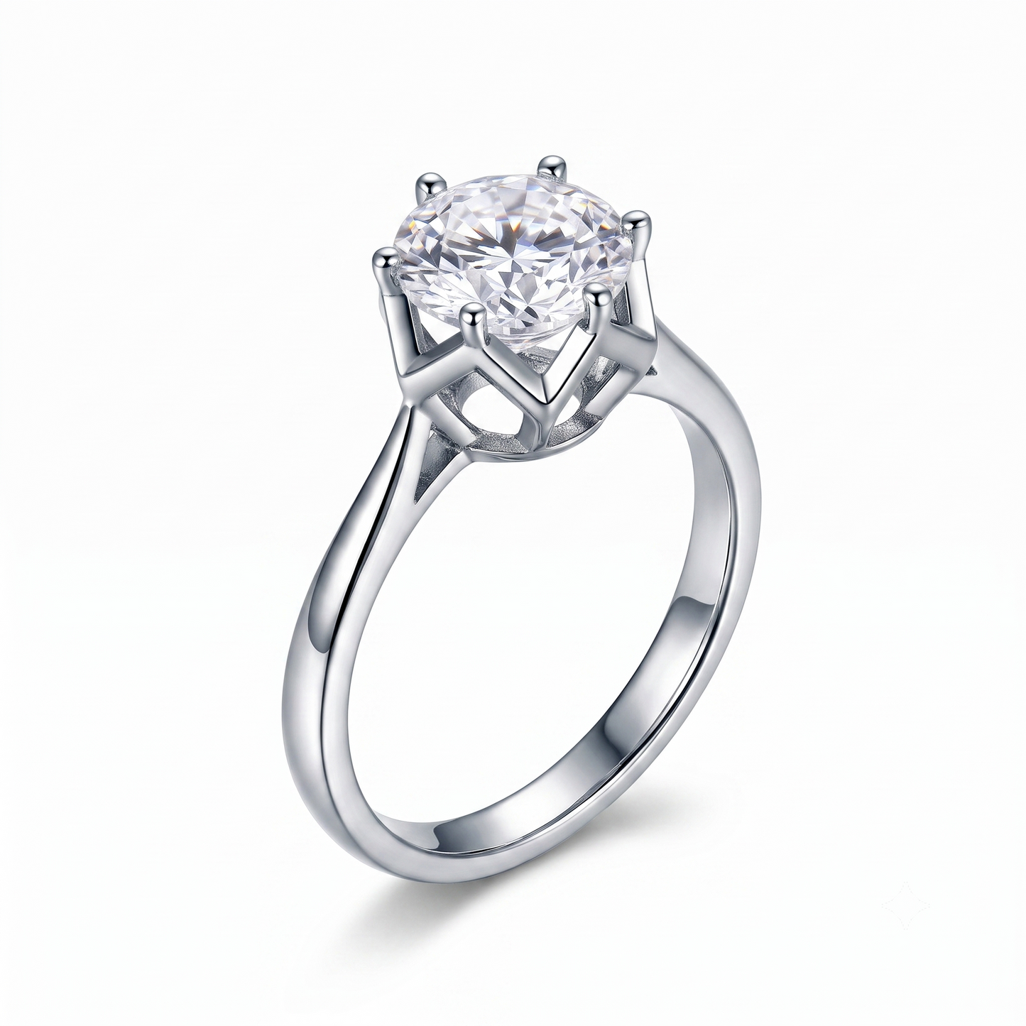 Platinum Plated Silver Vintage Solitaire Moissanite Ring 1.5ct
