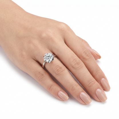 Platinum Plated Silver Vintage Solitaire Moissanite Ring 1.5ct