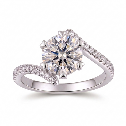 Platinum Plated Silver Moissanite Ring 0.8ct Center Stone
