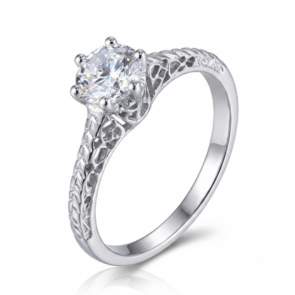 White Gold Plated Vintage Moissanite Ring 0.5ct