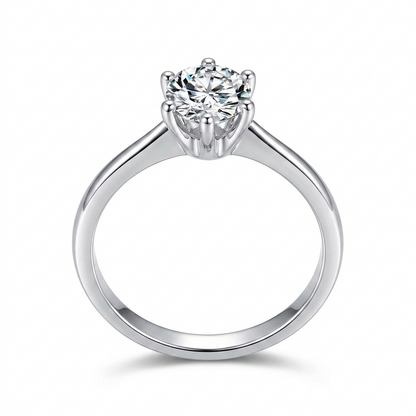 White Gold Plated Solitaire Moissanite Ring 0.25ct