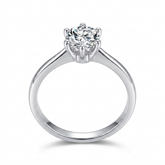 White Gold Plated Solitaire Moissanite Ring 0.25ct