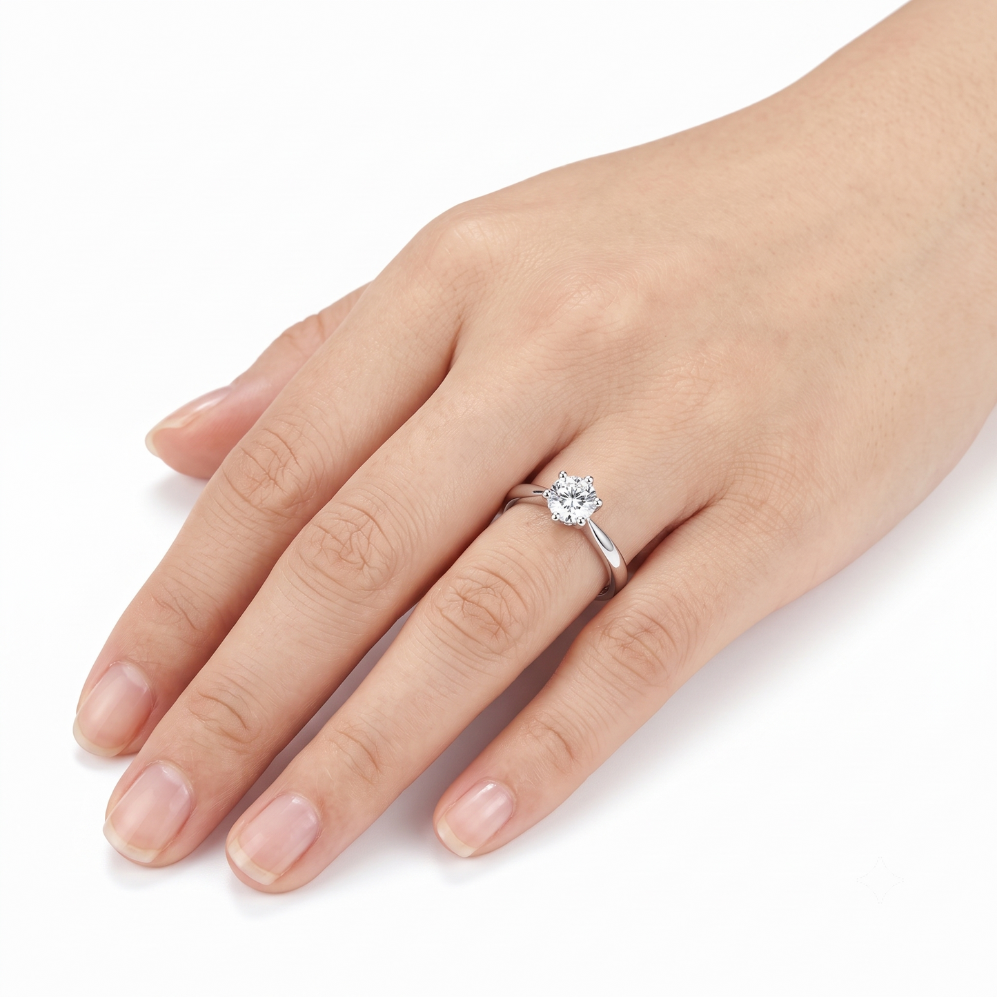 White Gold Plated Solitaire Moissanite Ring 0.25ct