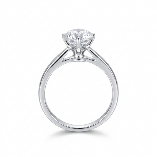 14k White Gold Octagon Cut Solitaire Moissanite Ring 1ct