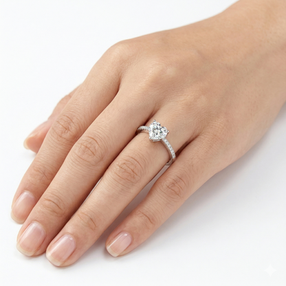 White Gold Plated Silver Heart Cut Moissanite Beautiful Unique Engagement Ring 1ct Center Stone