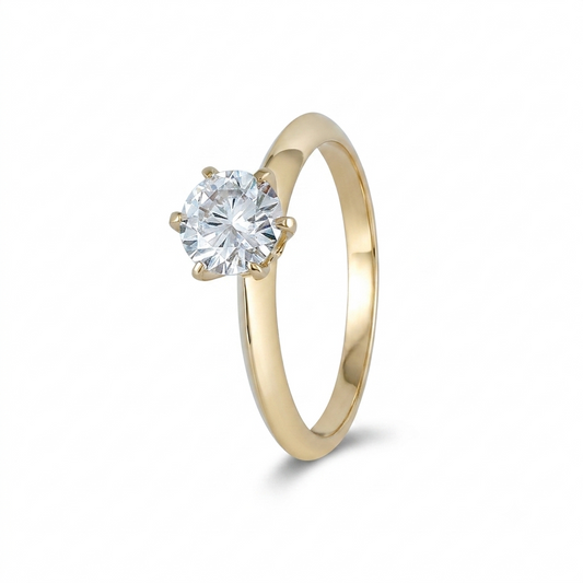 14k Yellow Gold Moissanite Solitaire Ring 1 Carat