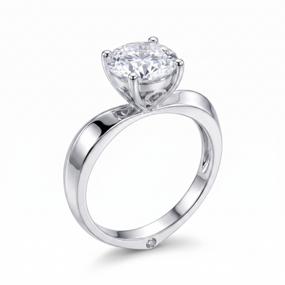 Best Engagement Ring Deals - 14k White Gold Solitaire Moissanite Ring 1ct