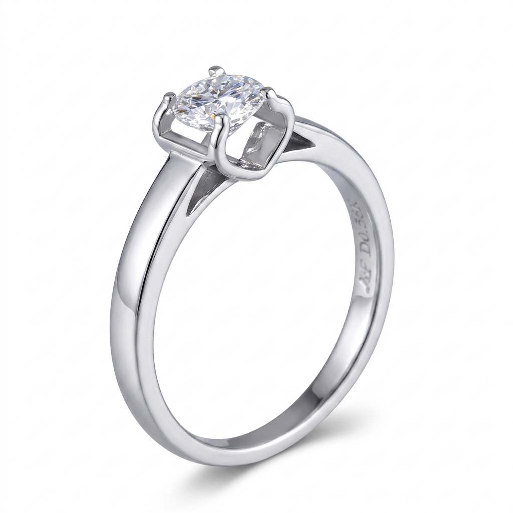 14k White Gold Solitaire Moissanite Best Engagement Ring Online 0.5ct