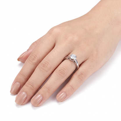 14k White Gold Solitaire Moissanite Best Engagement Ring Online 0.5ct