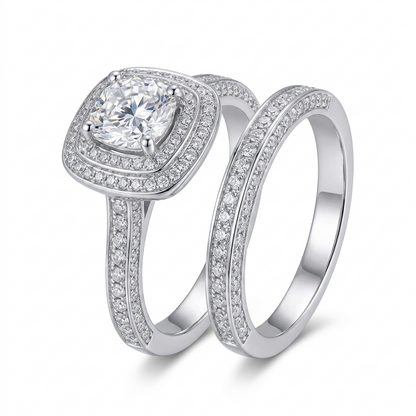 14k White Gold Moissanite Wedding Set - Affordable Jewelry Sets (Rings Can Be Bought Separately)