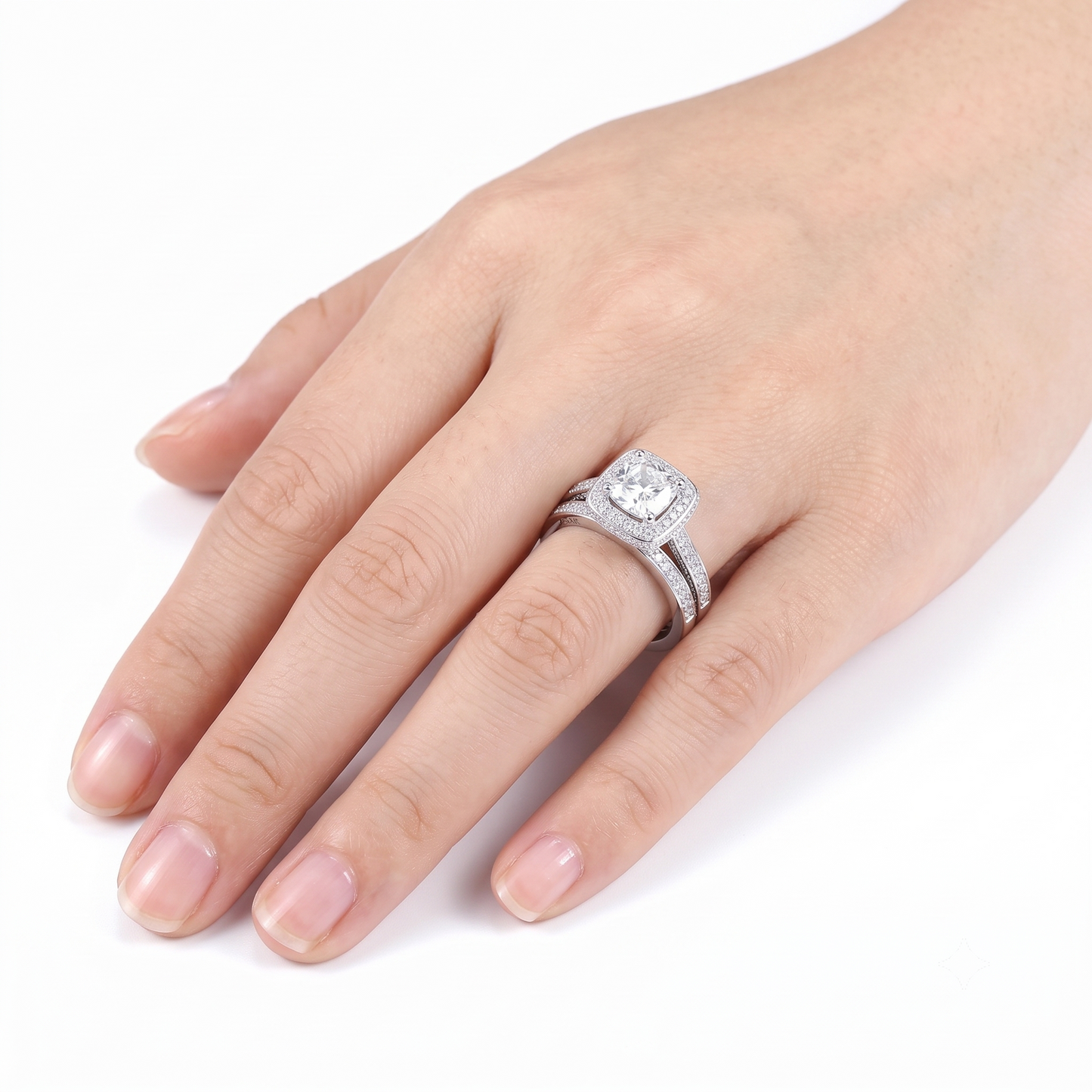 14k White Gold Moissanite Wedding Set - Affordable Jewelry Sets (Rings Can Be Bought Separately)