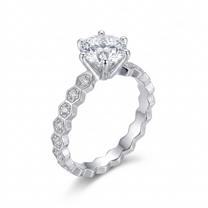 Under 1000 Engagement Rings - 14k White Gold Moissanite Ring 1ct Center Stone