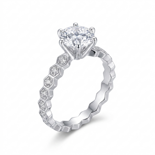 Under 1000 Engagement Rings - 14k White Gold Moissanite Ring 1ct Center Stone
