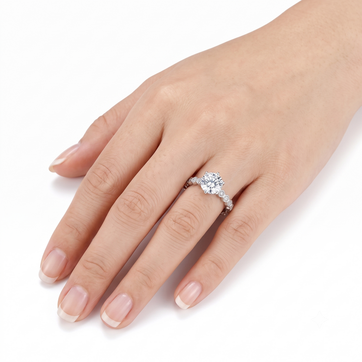 Under 1000 Engagement Rings - 14k White Gold Moissanite Ring 1ct Center Stone