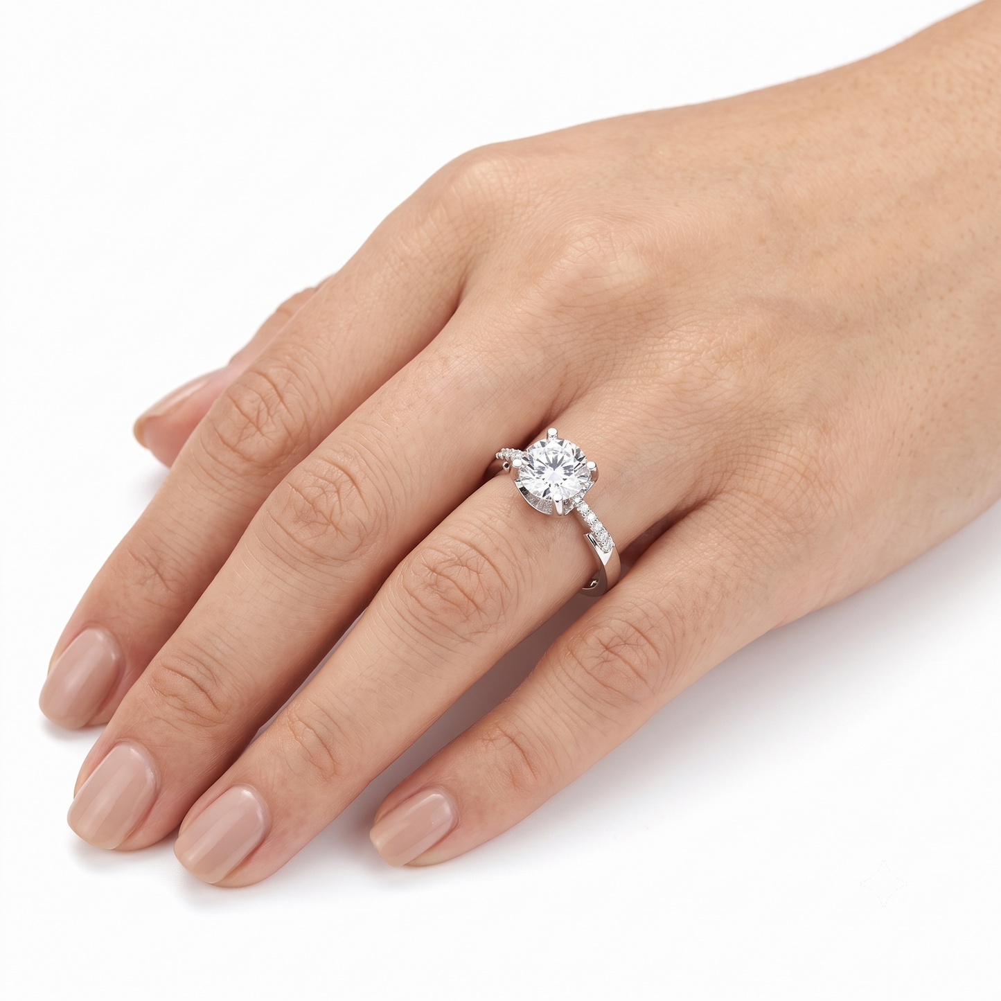 Platinum Plated Silver Moissanite Ring 1 Carat