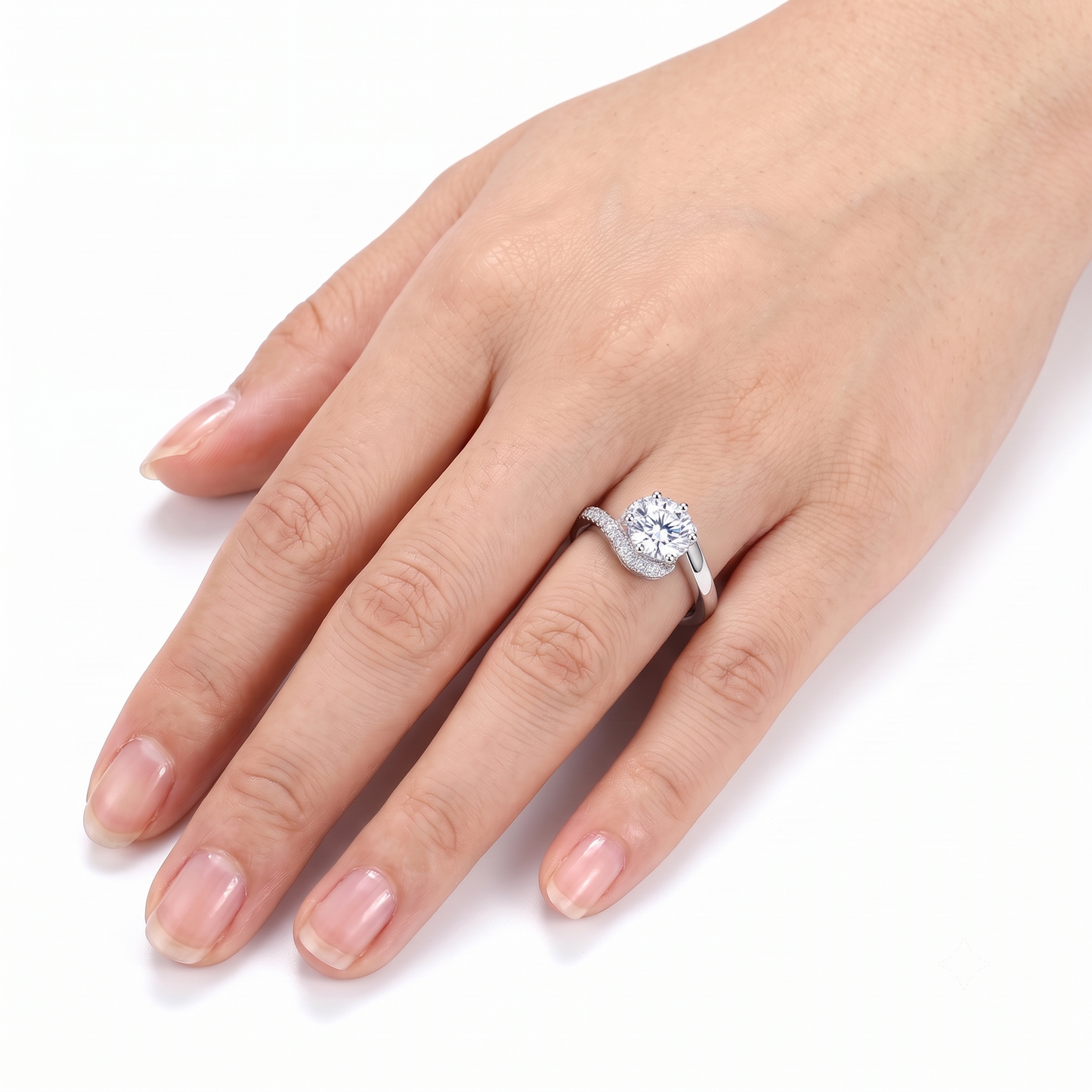 White Gold Plated Halo Moissanite Ring 1ct, 2ct, & 3ct Options