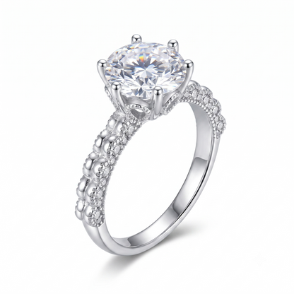 White Gold Plated Silver Vintage Moissanite Engagement Ring Half Carat 0.5ct - 3ct Options