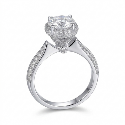 14k White Gold Halo Moissanite 1ct Halo Engagement Rings W/Center Stone